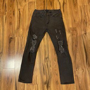Five Four Slim Straight Stretch Dark Gray Faded Black Distressed Jeans 32